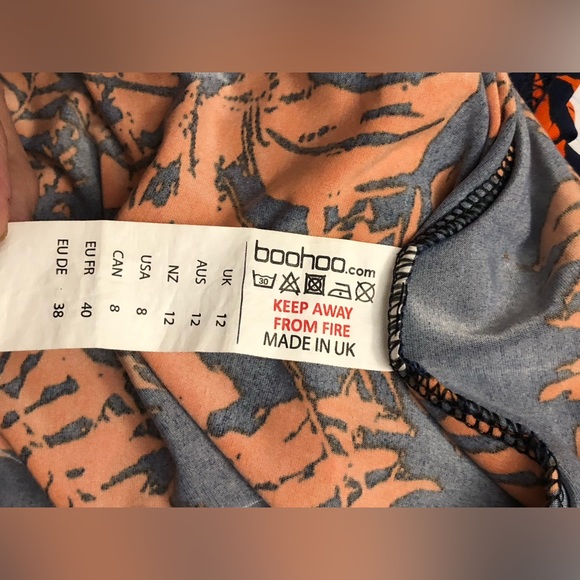 BOOHOO Tropical themed Palm Leaf Stretchy dress 8 Maxi party boho casual summer - Picture 9 of 13